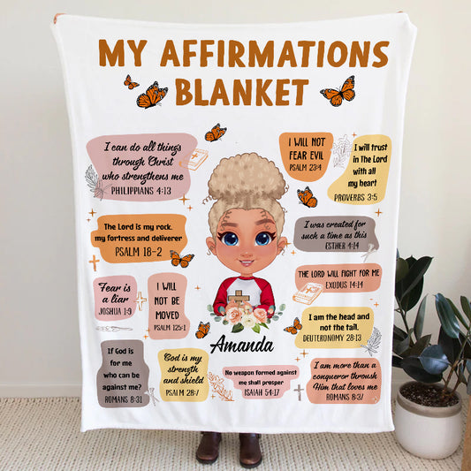 Christian Bible Verse Affirmations - Personalized Blanket 50x60