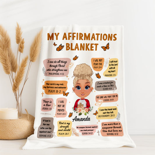 Christian Bible Verse Affirmations - Personalized Blanket 60x80